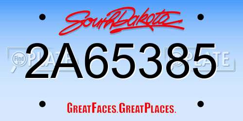 2A65385 South Dakota License Plate