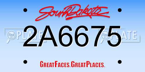 2A6675 South Dakota License Plate