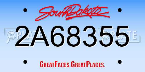 2A68355 South Dakota License Plate