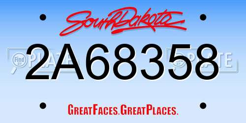 2A68358 South Dakota License Plate