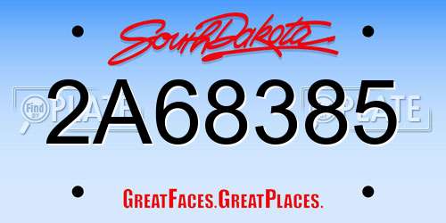 2A68385 South Dakota License Plate