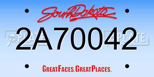 2A70042 South Dakota License Plate