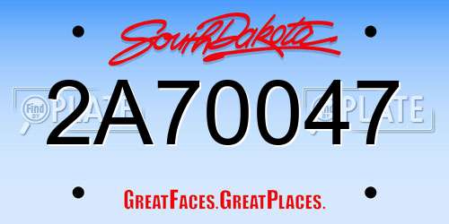 2A70047 South Dakota License Plate
