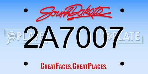 2A7007 South Dakota License Plate