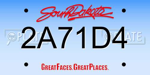2A71D4 South Dakota License Plate