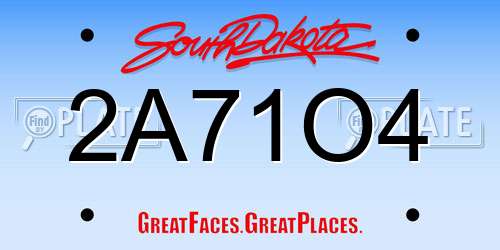 2A71O4 South Dakota License Plate