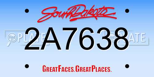 2A7638 South Dakota License Plate