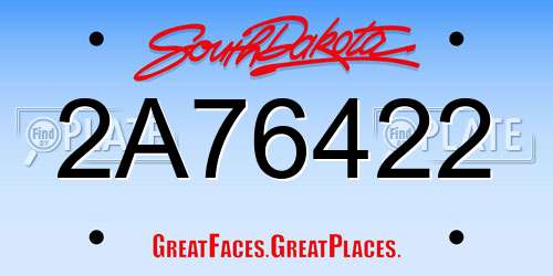 2A76422 South Dakota License Plate