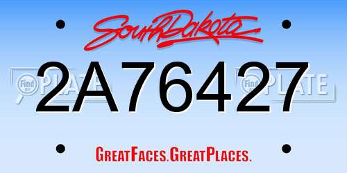 2A76427 South Dakota License Plate