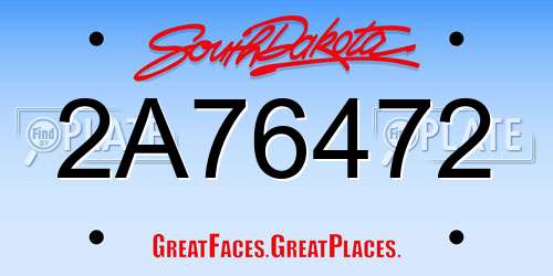 2A76472 South Dakota License Plate