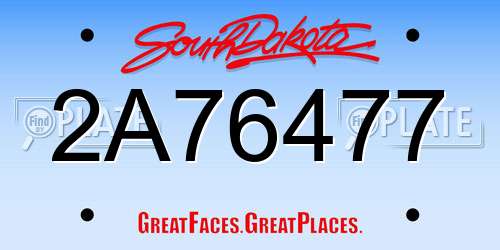 2A76477 South Dakota License Plate