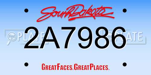 2A7986 South Dakota License Plate