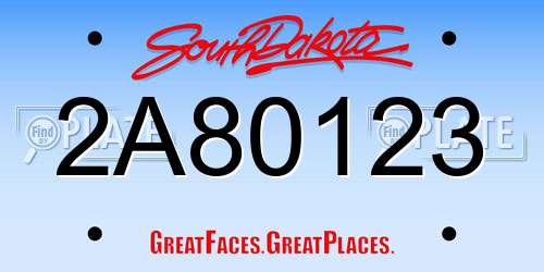 2A80123 South Dakota License Plate