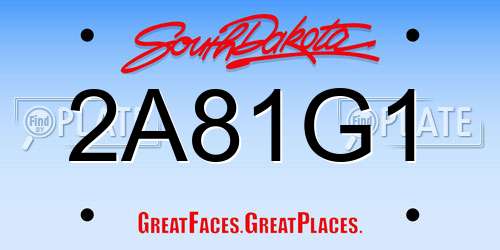 2A81G1 South Dakota License Plate