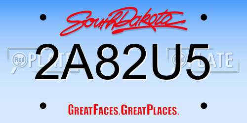 2A82U5 South Dakota License Plate