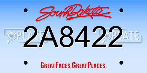 2A8422 South Dakota License Plate