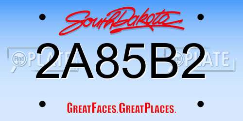 2A85B2 South Dakota License Plate