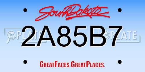 2A85B7 South Dakota License Plate