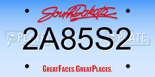 2A85S2 South Dakota License Plate