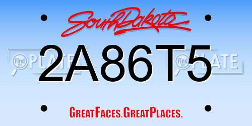 2A86T5 South Dakota License Plate