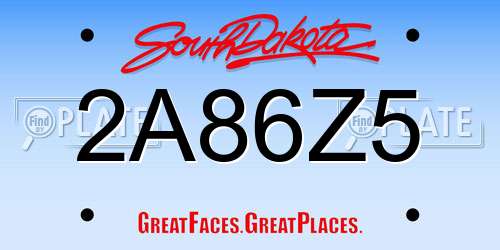 2A86Z5 South Dakota License Plate