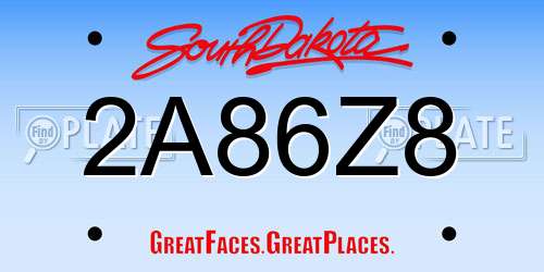 2A86Z8 South Dakota License Plate