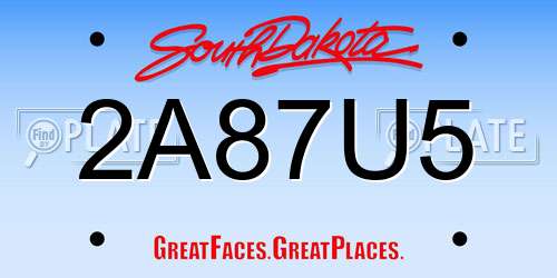 2A87U5 South Dakota License Plate