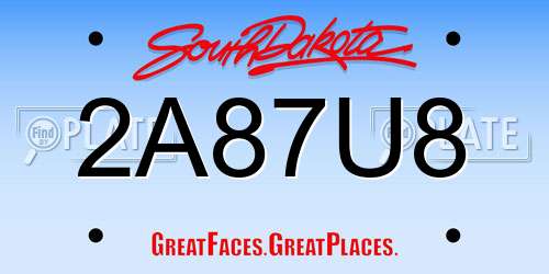 2A87U8 South Dakota License Plate
