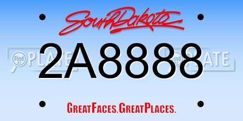 2A8888 South Dakota License Plate
