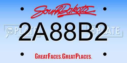 2A88B2 South Dakota License Plate