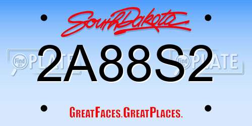 2A88S2 South Dakota License Plate