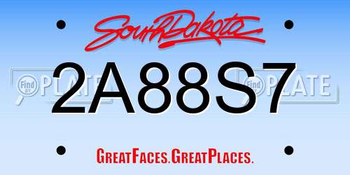 2A88S7 South Dakota License Plate