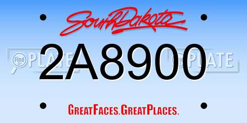 2A8900 South Dakota License Plate