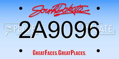2A9096 South Dakota License Plate