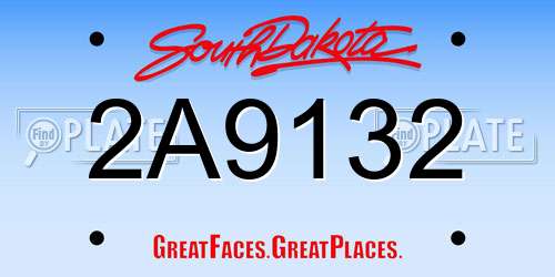 2A9132 South Dakota License Plate