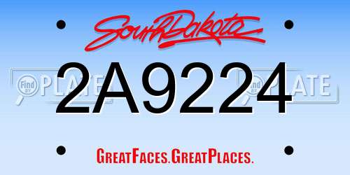2A9224 South Dakota License Plate