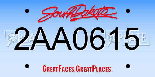 2AA0615 South Dakota License Plate