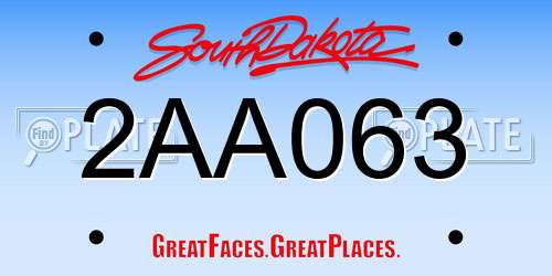 2AA063 South Dakota License Plate