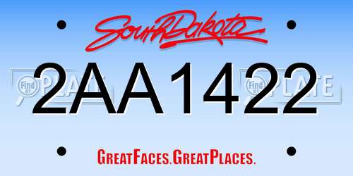 2AA1422 South Dakota License Plate