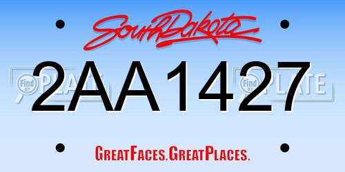 2AA1427 South Dakota License Plate