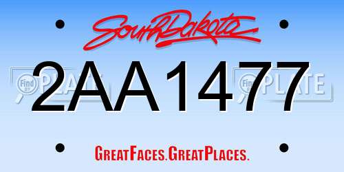 2AA1477 South Dakota License Plate