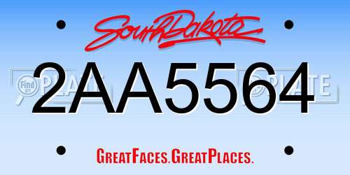 2AA5564 South Dakota License Plate