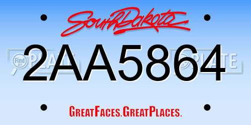 2AA5864 South Dakota License Plate