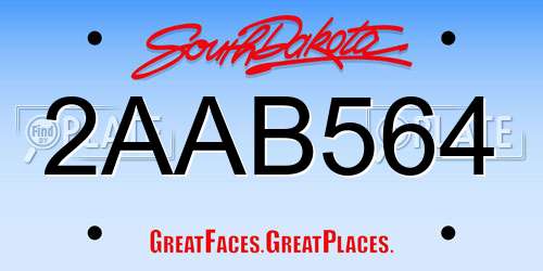 2AAB564 South Dakota License Plate