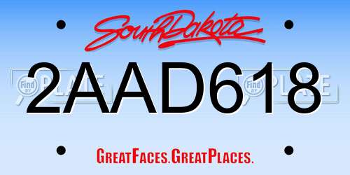2AAD618 South Dakota License Plate