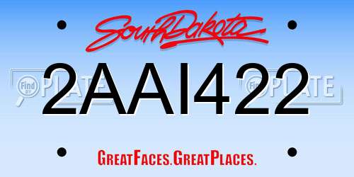 2AAI422 South Dakota License Plate