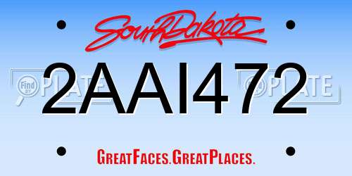 2AAI472 South Dakota License Plate