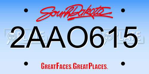 2AAO615 South Dakota License Plate
