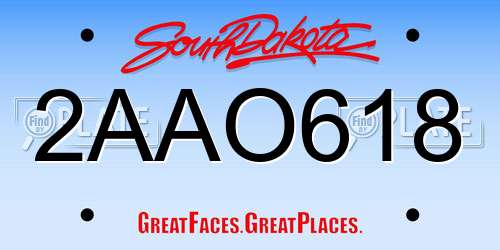 2AAO618 South Dakota License Plate