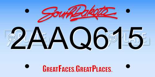 2AAQ615 South Dakota License Plate